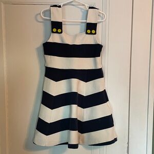 Mini Boden navy and White Striped Dress